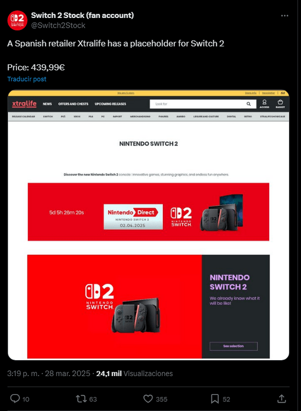 Esta conocida tienda habría filtrado el precio de Nintendo Switch 2 y es lo que esperabas