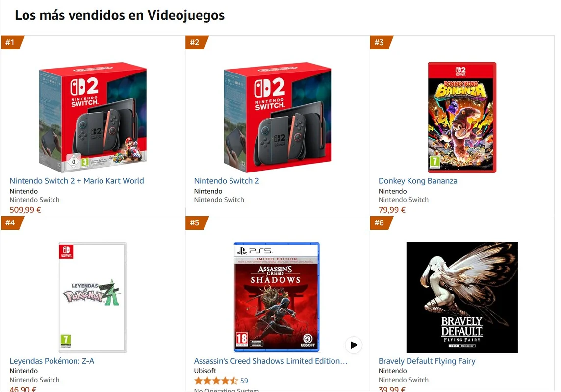 Switch 2 petándolo fuerte en Amazon