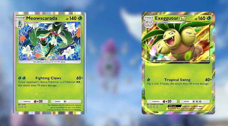 Imagen de La baraja anti EX con Meowscarada y Exeggutor EX que está de moda en las rankeds de Pokémon TCG Pocket
