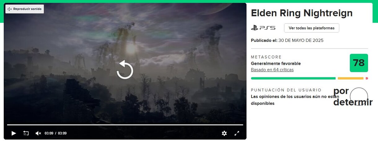 Nota Elden Ring: Nightreign Metacritic 