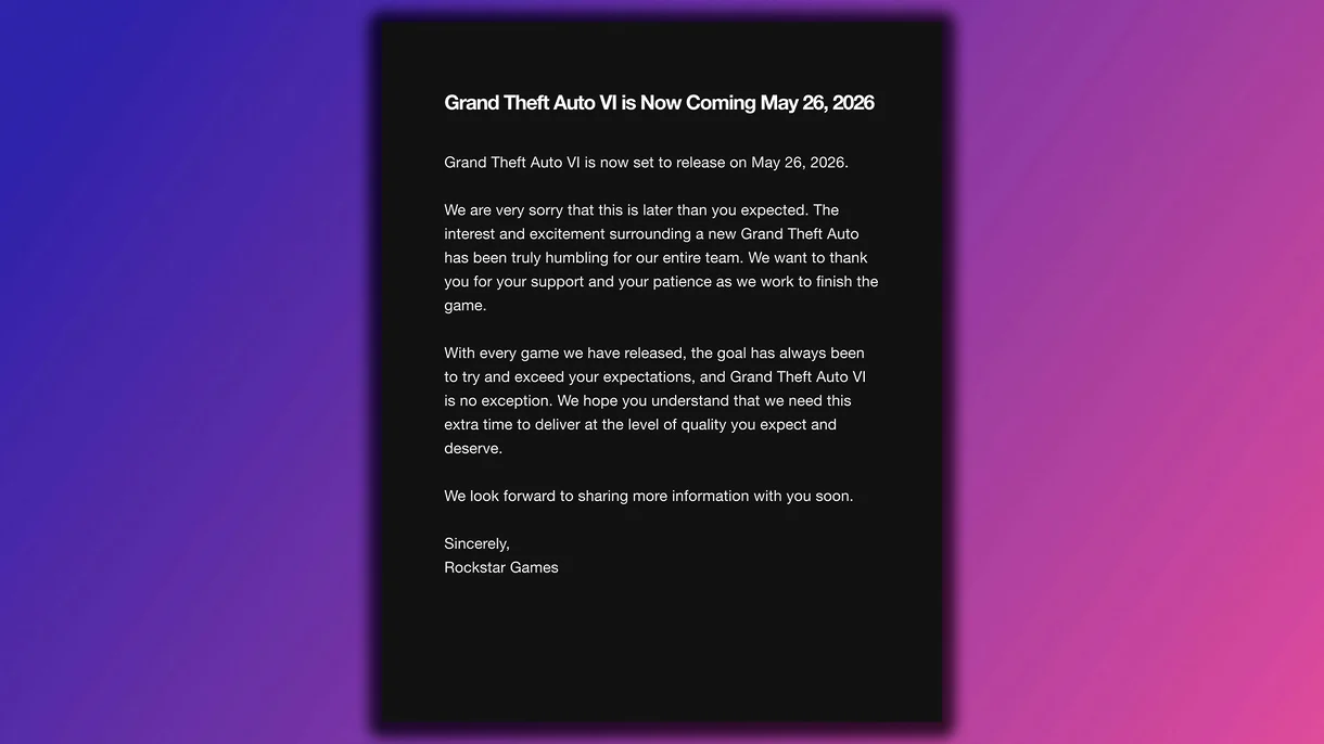 Comunicado de Rockstar sobre GTA VI