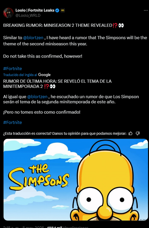 Fortnite X Los Simpson: una minitemporada podría ser real y llegaría este mismo año