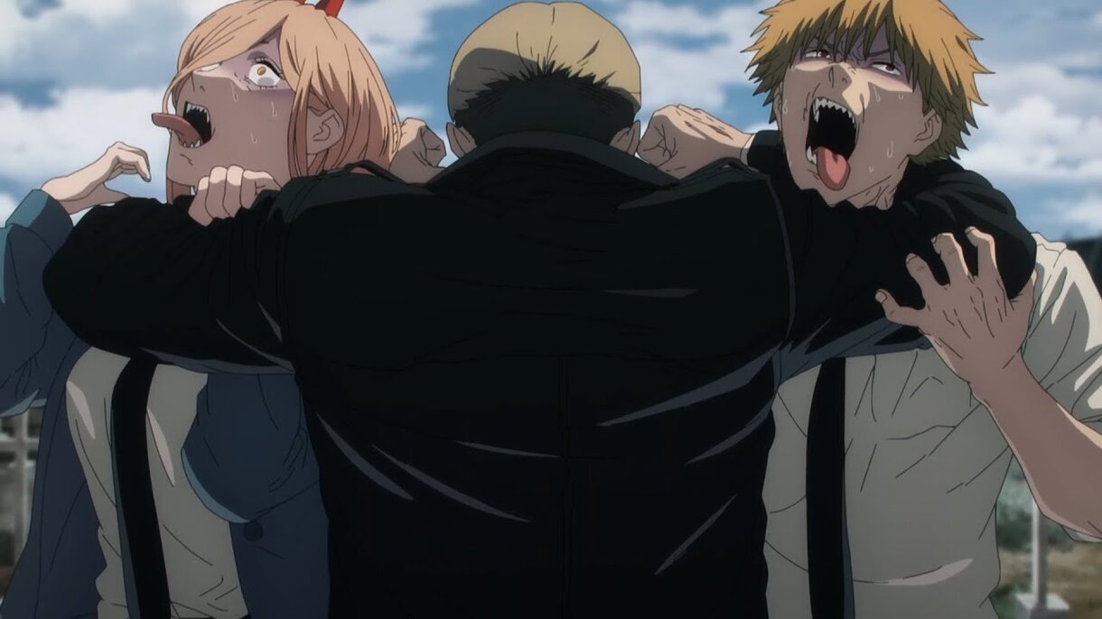 Power y Denji con Kishibe - Chainsaw Man