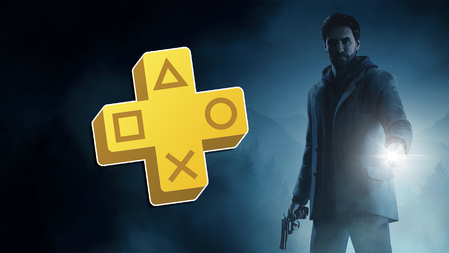 Portada de Alan Wake Remastered junto al logo de PS Plus