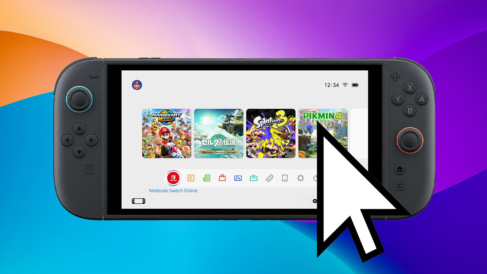ratón menú nintendo switch 2