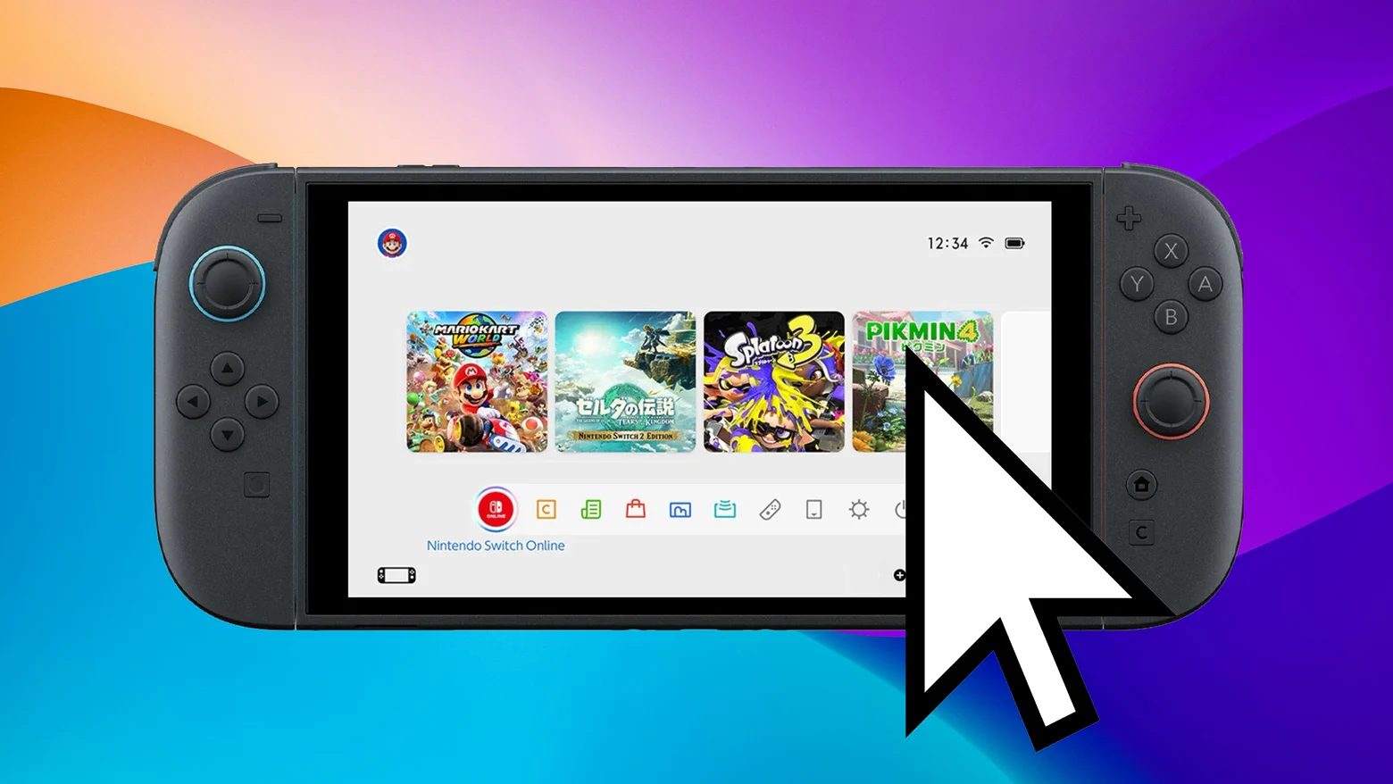 ratón menú nintendo switch 2