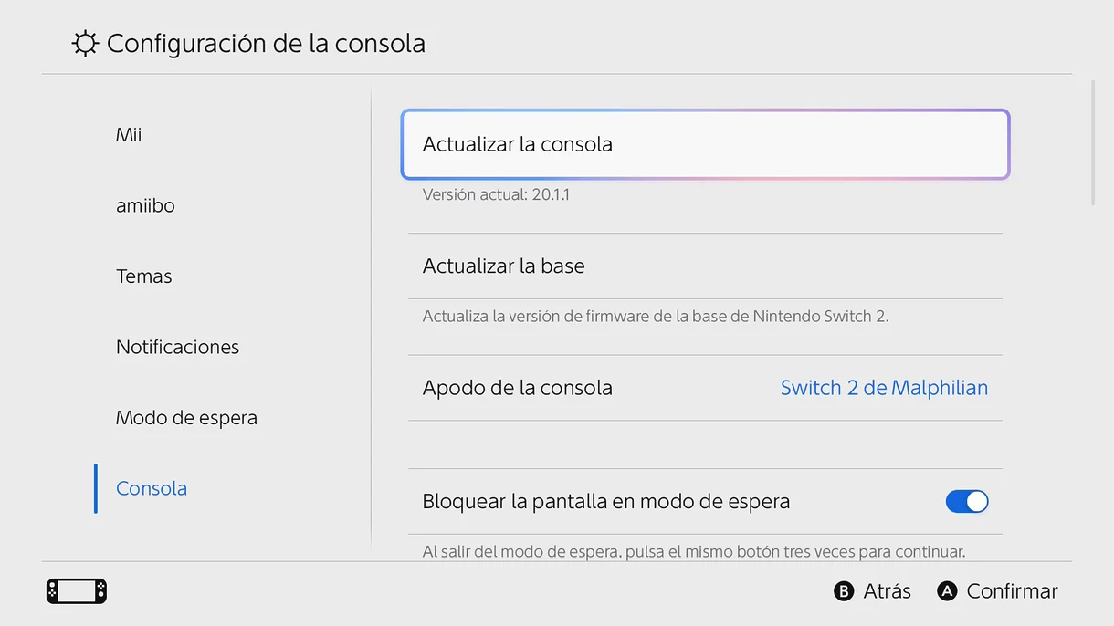 Cómo actualizar Nintendo Switch 2