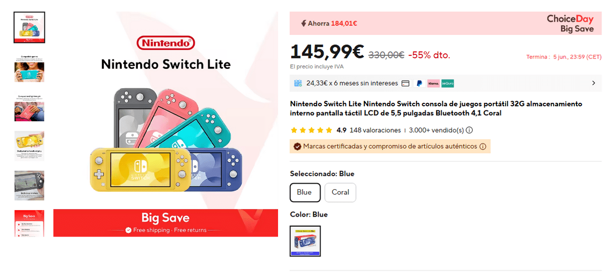 ¿Cansado de esperar a la Switch 2? AliExpress tiene la solución perfecta: Llévate una Switch Lite a un precio irrisorio y que no puedes rechazar