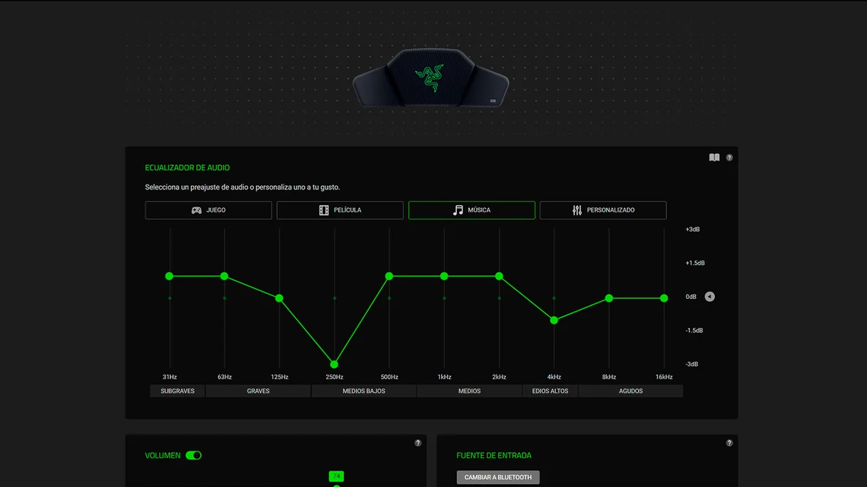 Pantallazo de la aplicación de Razer Synapse configurando Razer Clio