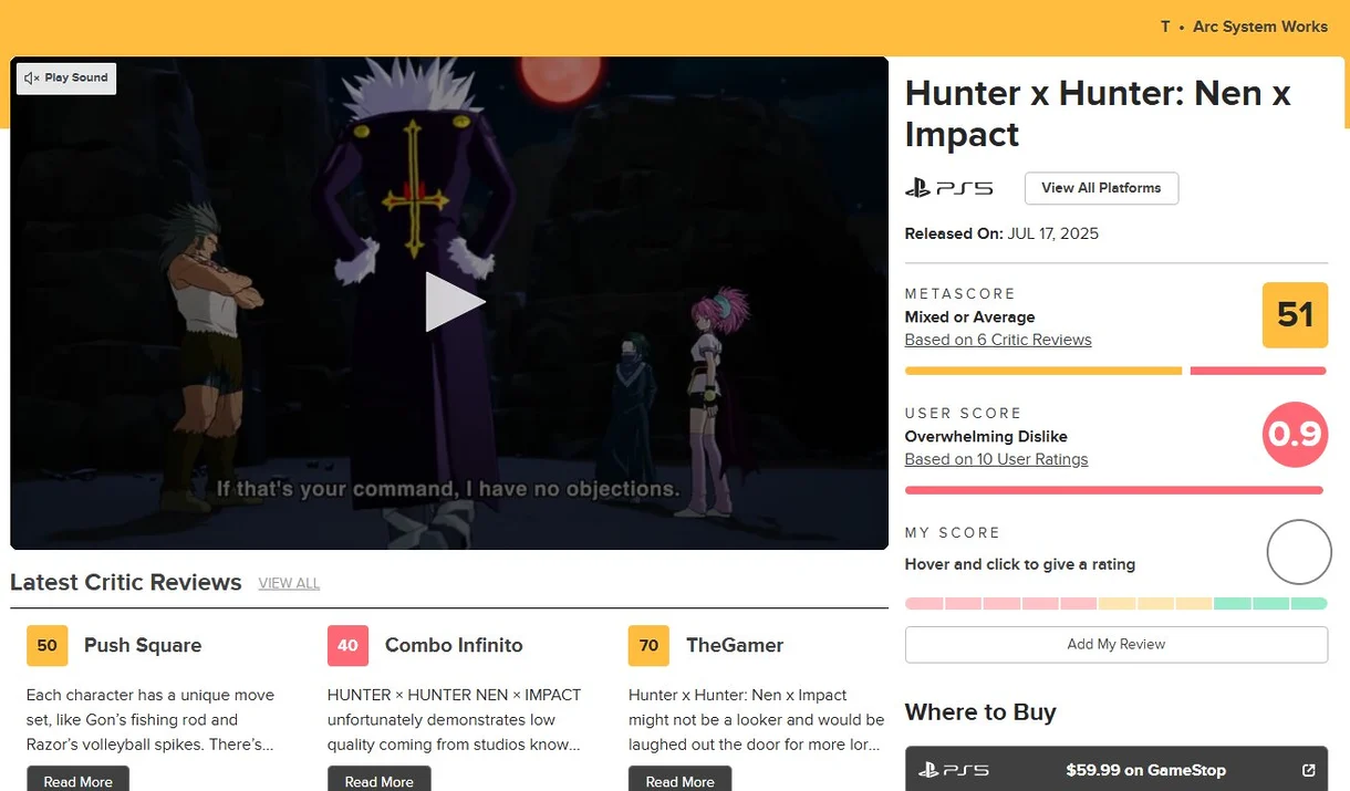 Hunter x Hunter: Nen x Impact