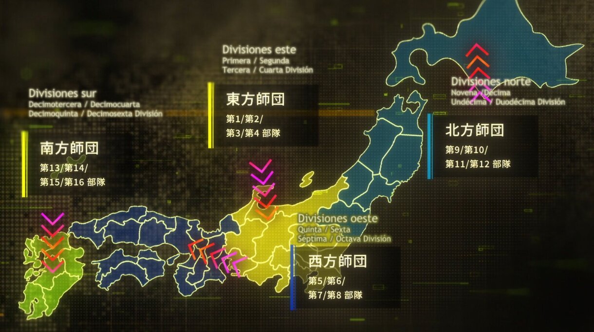 Kaiju No. 8 escuadrones divisiones Fuerzas de Defensa Japon