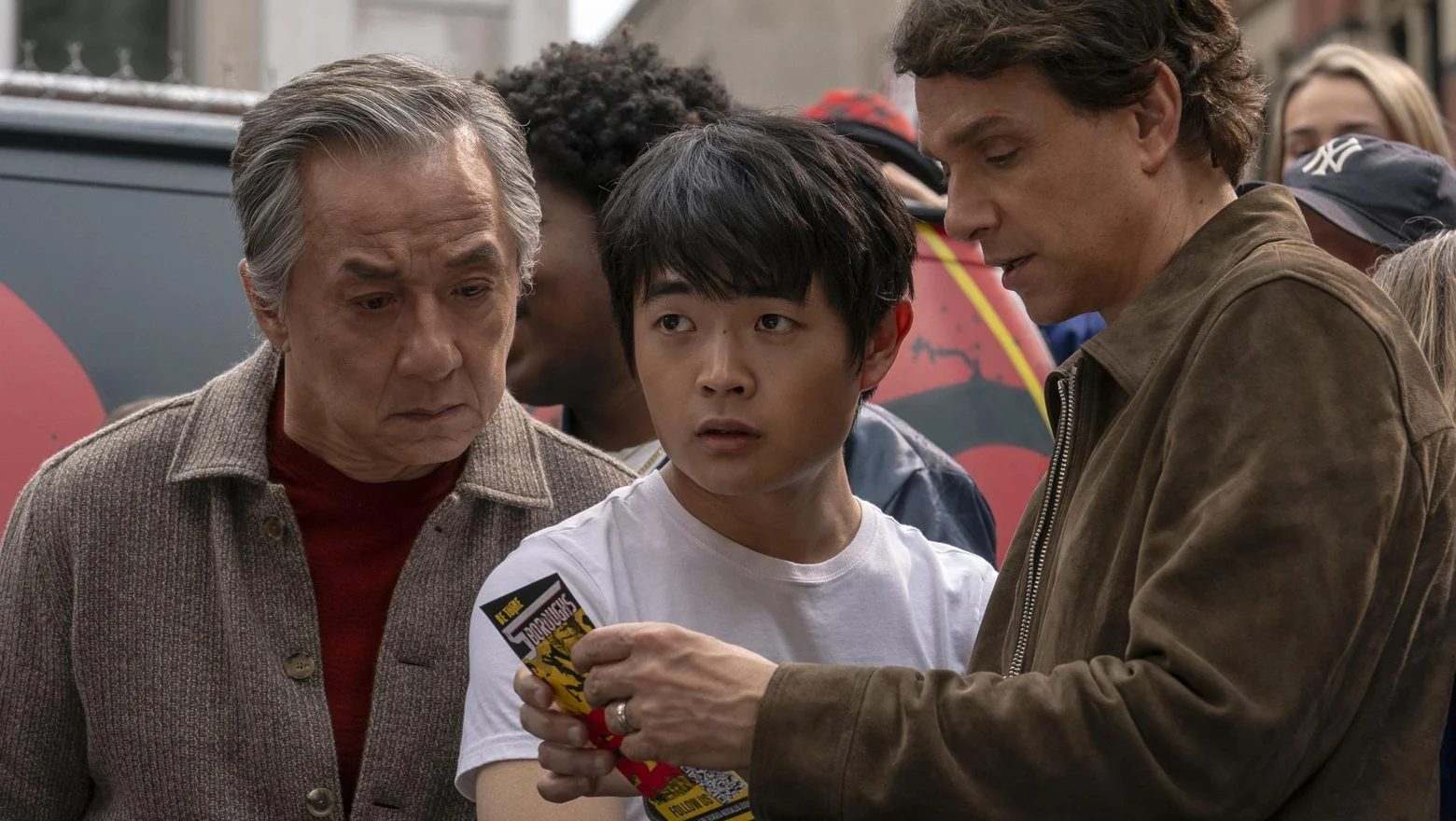 Protagonistas de Karate Kid LEgends: Jackie Chan, Beng WAng y Ralph Macchio