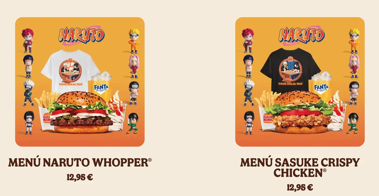 Naruto Burger King menus