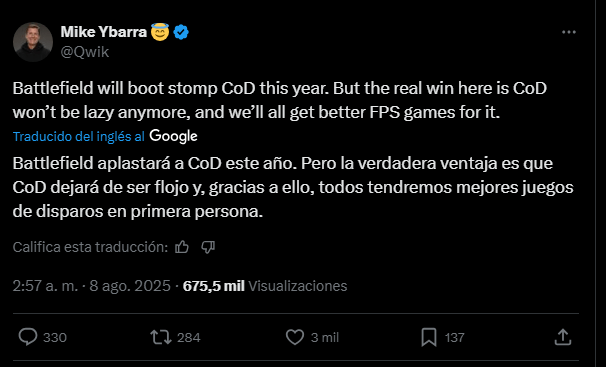 'Black Ops 7 no tiene NADA que hacer': ex-jefe de Blizzard apuesta todo a Battlefield 6