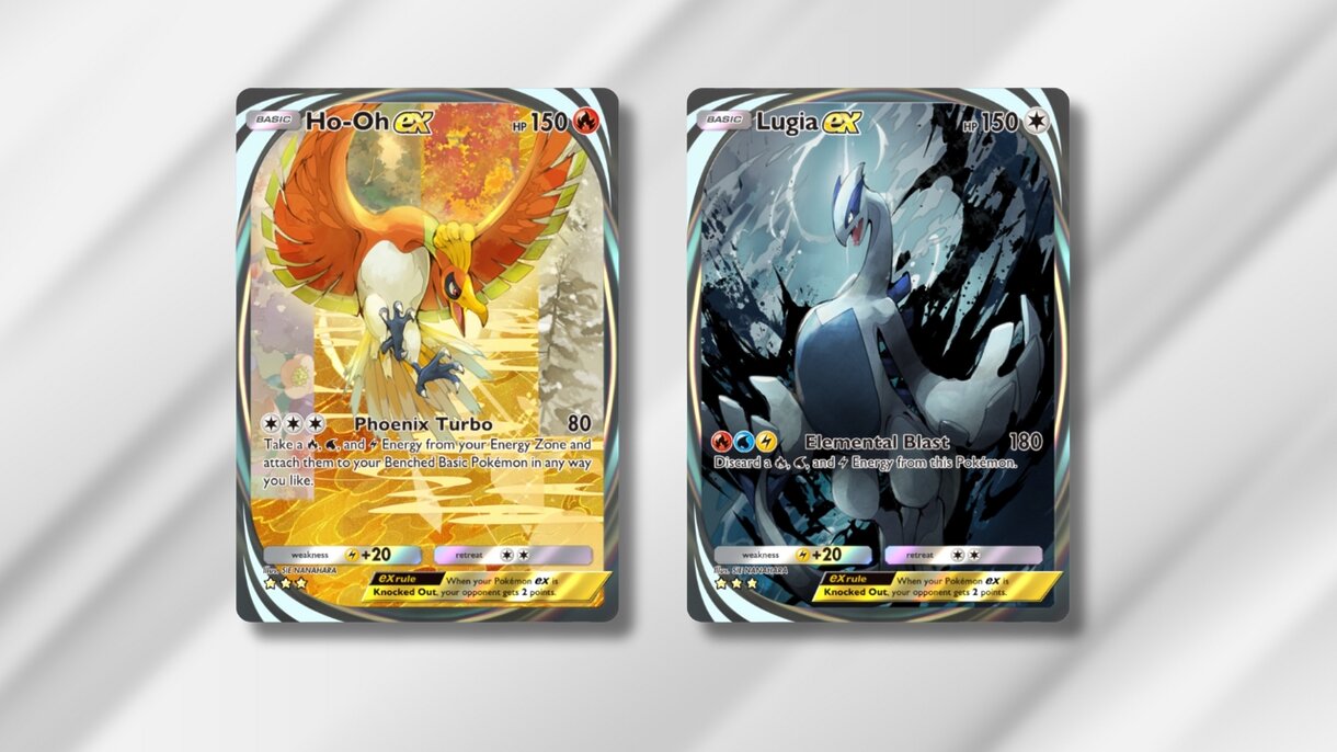 Nuevos artes de Ho-Oh Ex y Lugia Ex en JCC Pokémon Pocket