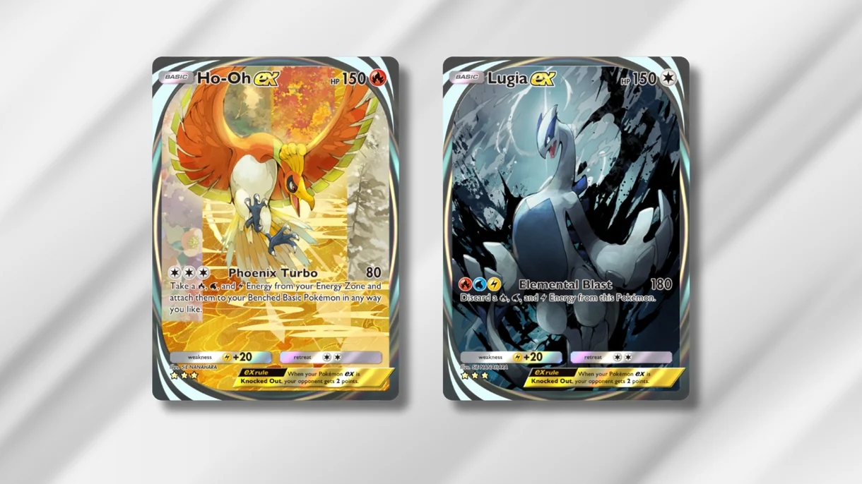 Nuevos artes de Ho-Oh Ex y Lugia Ex en JCC Pokémon Pocket