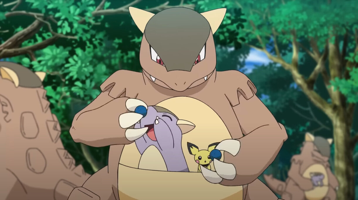 Anime Pokemon Kangaskhan Pichu