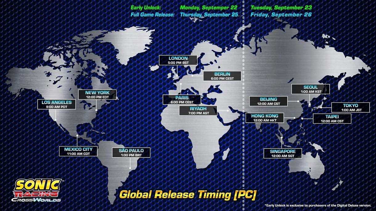 ¿A qué hora estará disponible Sonic Racing: CrossWorlds? Pon ahora mismo un recordatorio en tu móvil