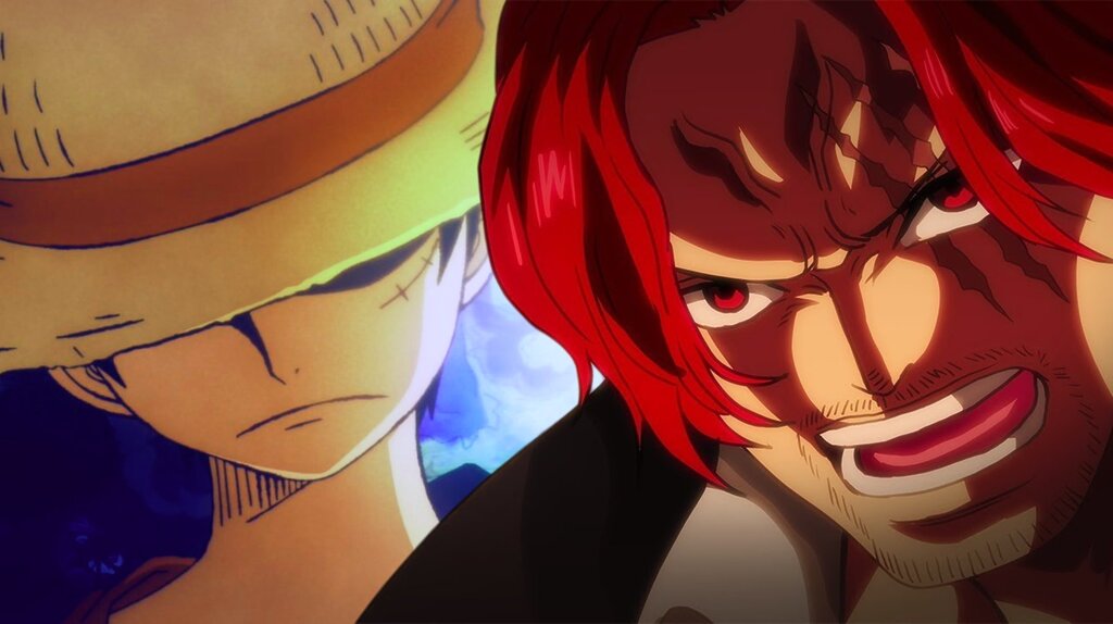 Luffy y Shanks serios