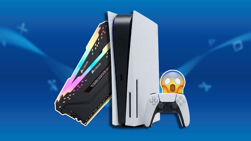 La PS5 junto a dos tarjetas RAM