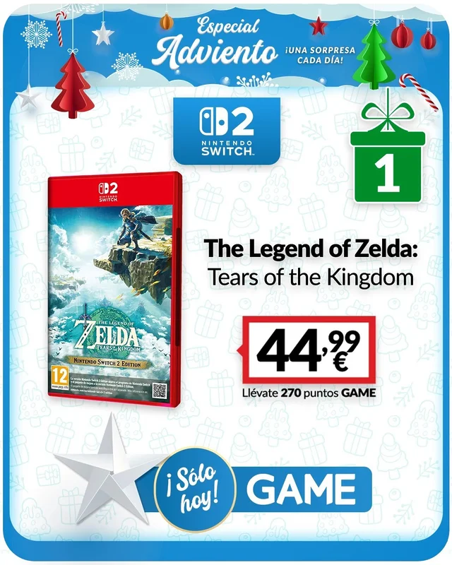 The Legend of Zelda: Tears of the Kingdom rebaja su precio en GAME siendo el protagonista del calendario de adviento