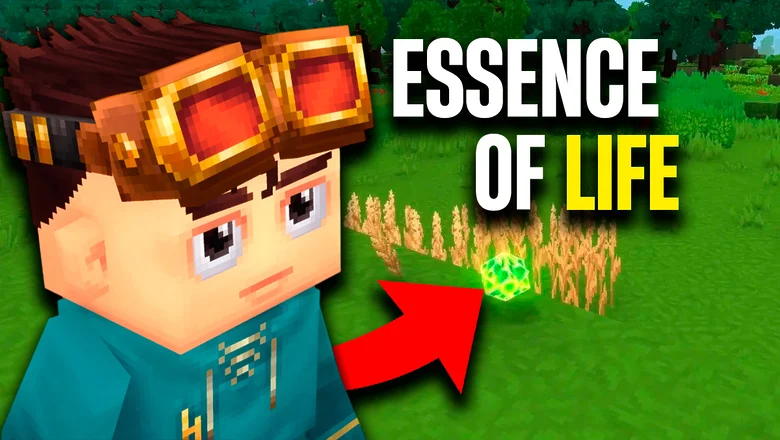 Personaje de Hytale mirando a una partícula de Essence of Life