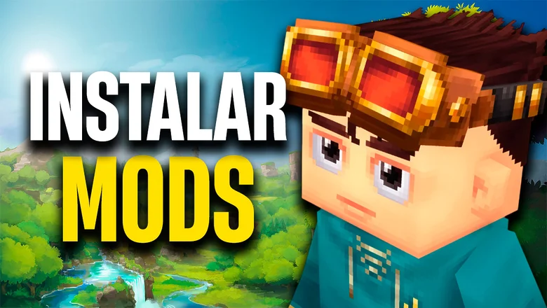 Un personaje de Hytale mirando a un letrero que dice Instalar Mods