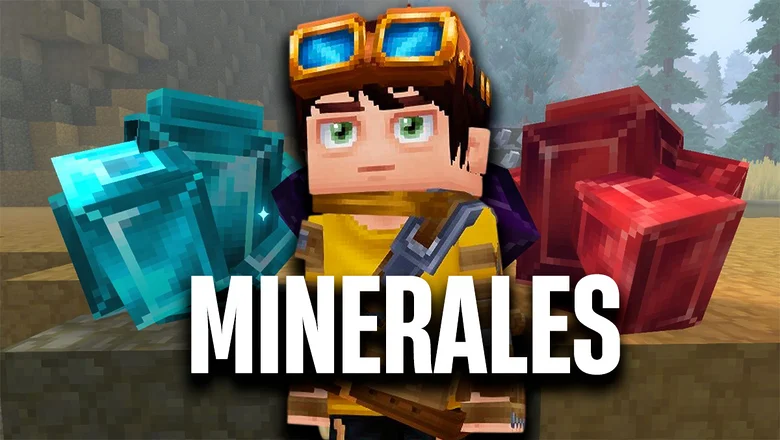 Un personaje de Hytale entre un rubí y un zafiro