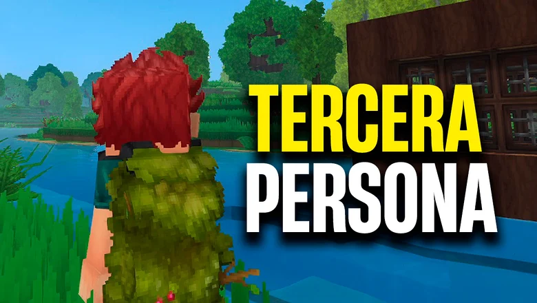 Un personaje de Hytale de espaldas visto en tercera persona