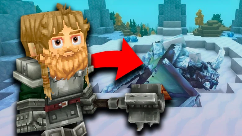 Personaje de Hytale mirando al Frost Dragon dentro del juego