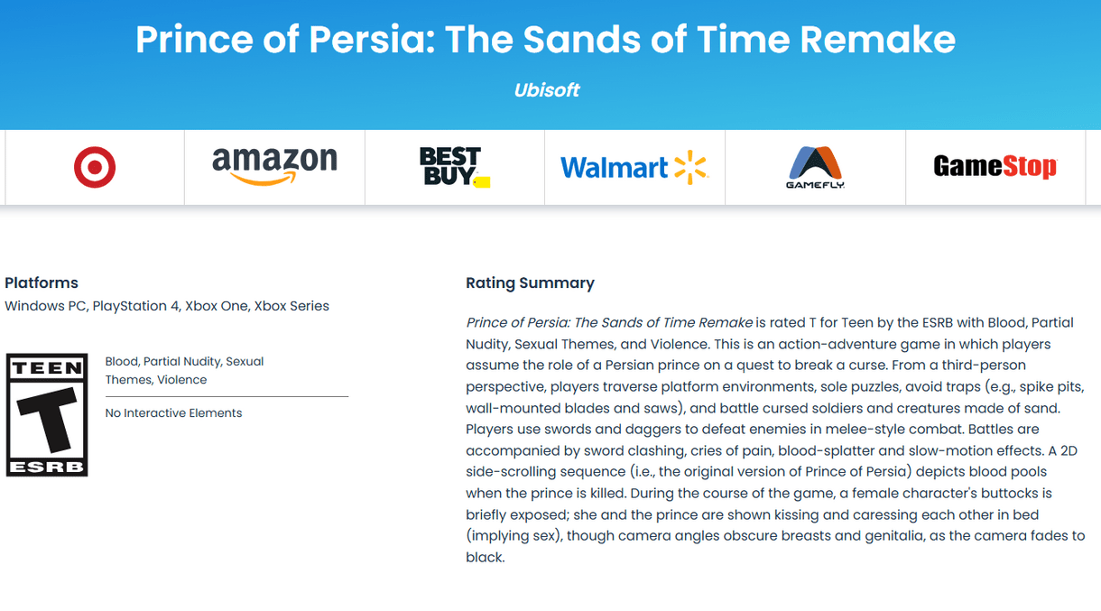 Prince of Persia: Las Arenas del Tiempo Remake aparece calificado… pero hay un detalle que preocupa a los jugadores de PlayStation