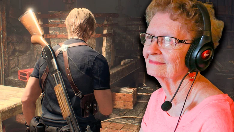 Abuela gamer jugando a Resident Evil 4