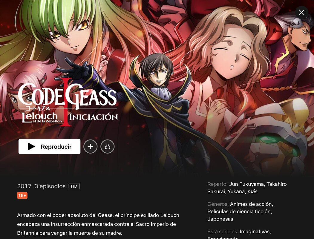 Code Geass en Netflix