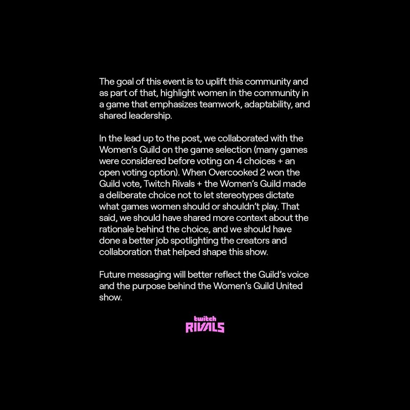 Twitch responde a las críticas por su Rivals del 8M: votación interna, falta de contexto y una disculpa pública