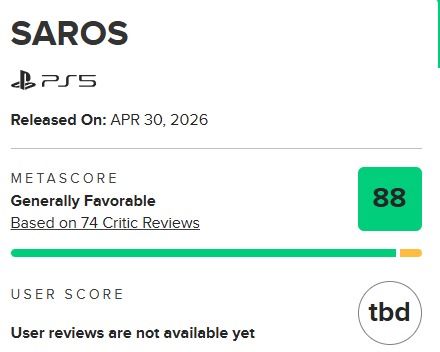 SAROS sorprende en Metacritic: su nota inicial no deja indiferente a nadie en las primeras reviews