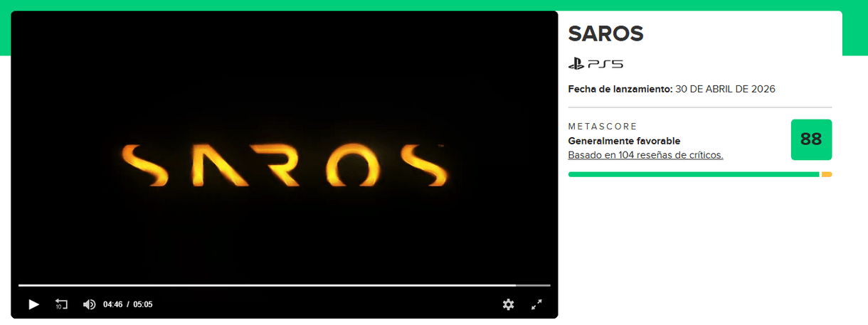 Saros Metacritic