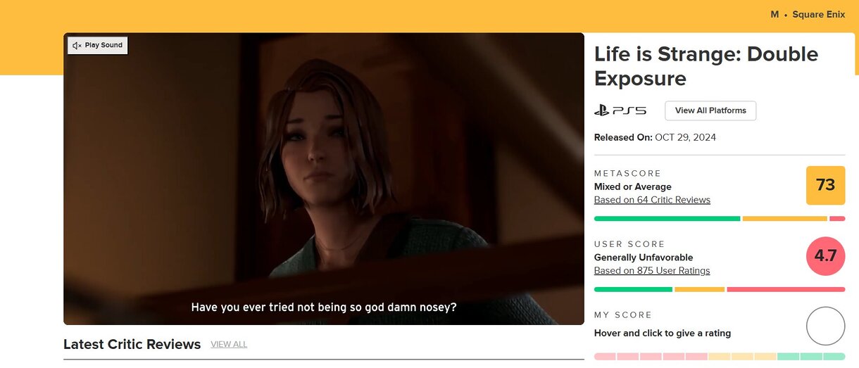 life is strange metacritic