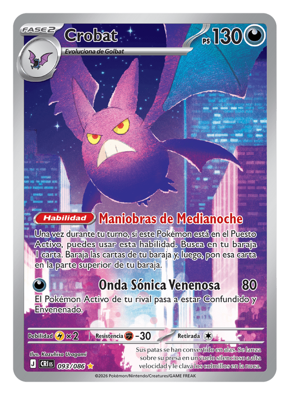 JCC Pokémon Megaevolución-Caos Creciente Crobat full-art