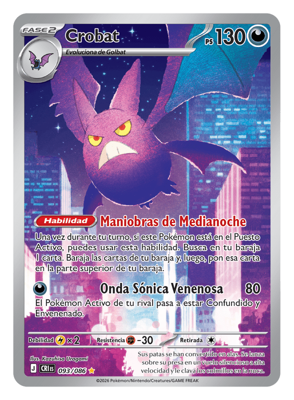 JCC Pokémon Megaevolución-Caos Creciente Crobat full-art