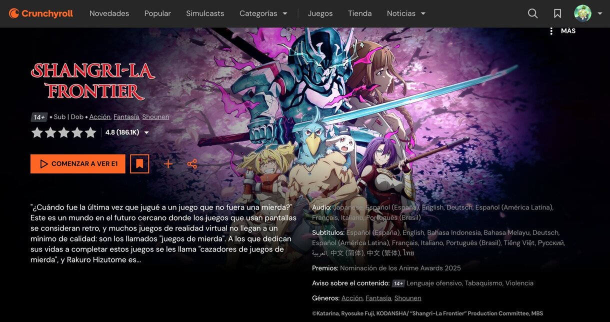 Shangri-La Frontier en Crunchyroll