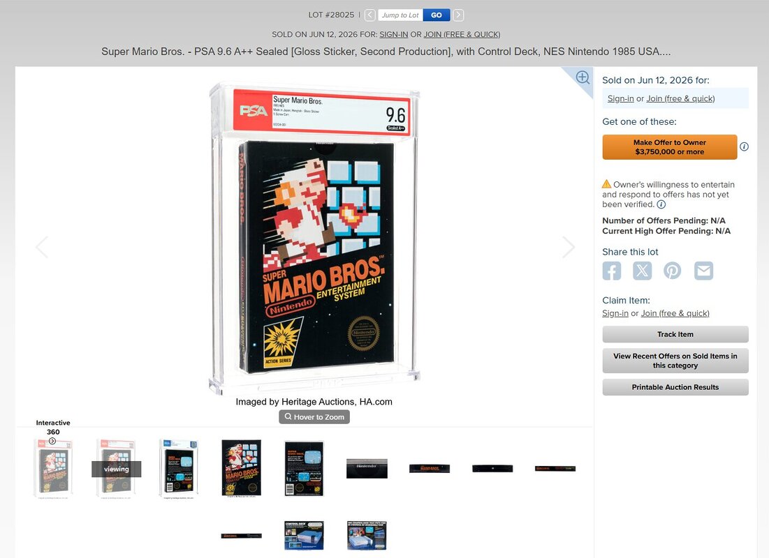 Un ejemplar de Super Mario Bros. para NES ha hecho historia al convertirse en el videojuego más valioso jamás vendido