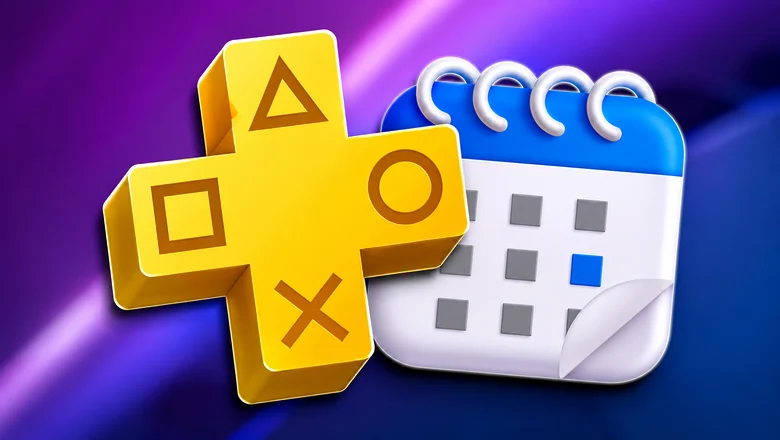 Icono de PlayStation Plus junto a un calendario azul en una imagen promocional