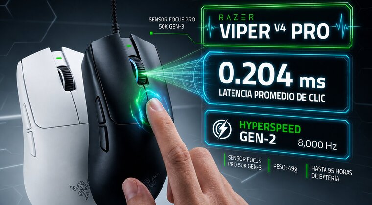 Imagen de Razer Viper V4 Pro: La latencia de clic es la métrica que de verdad importa
