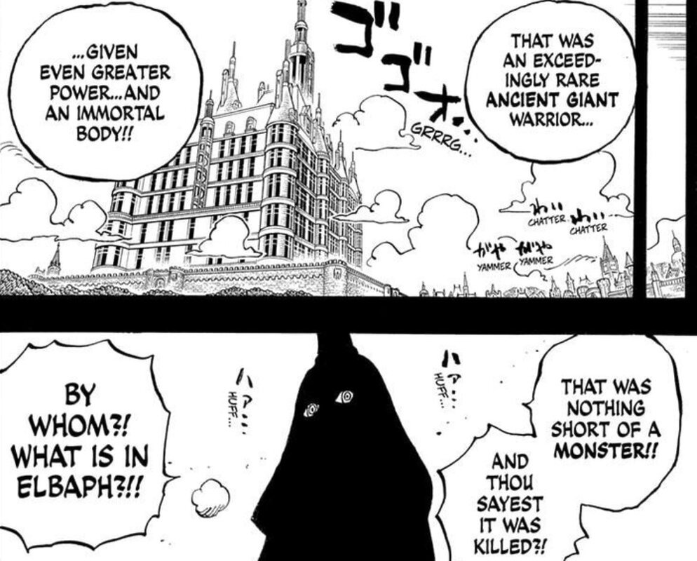 Imu reaccionando a la muerte de Harald en One Piece