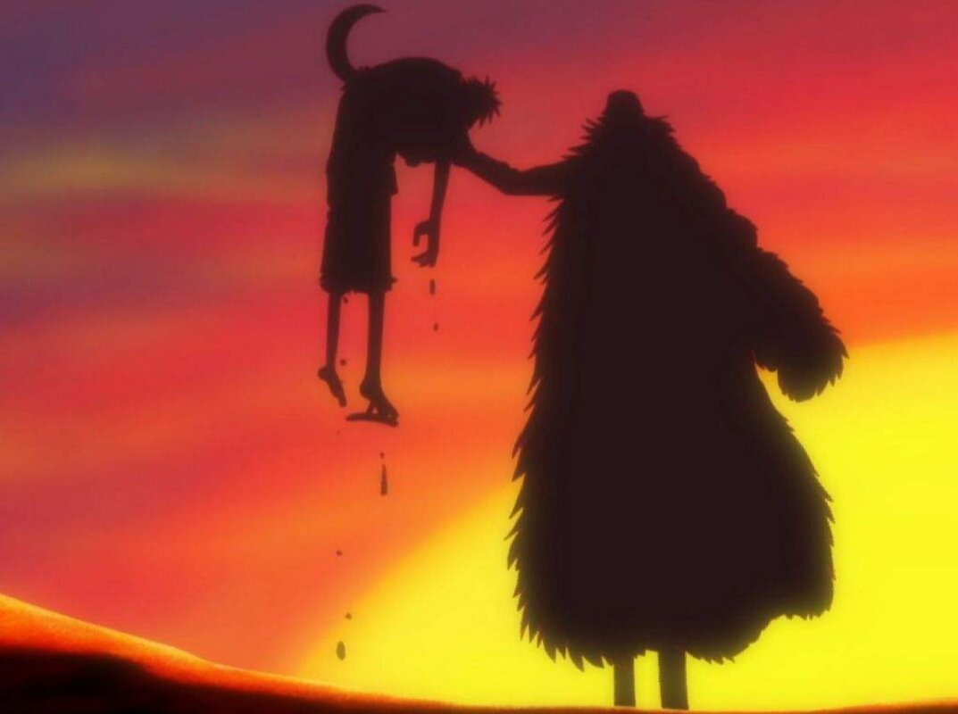 Crocodile atraviesa a Luffy en One Piece